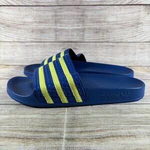 Adidas Adilette Slide Classic Mens Size 7 Bluebird Light Flash Yellow Sandals